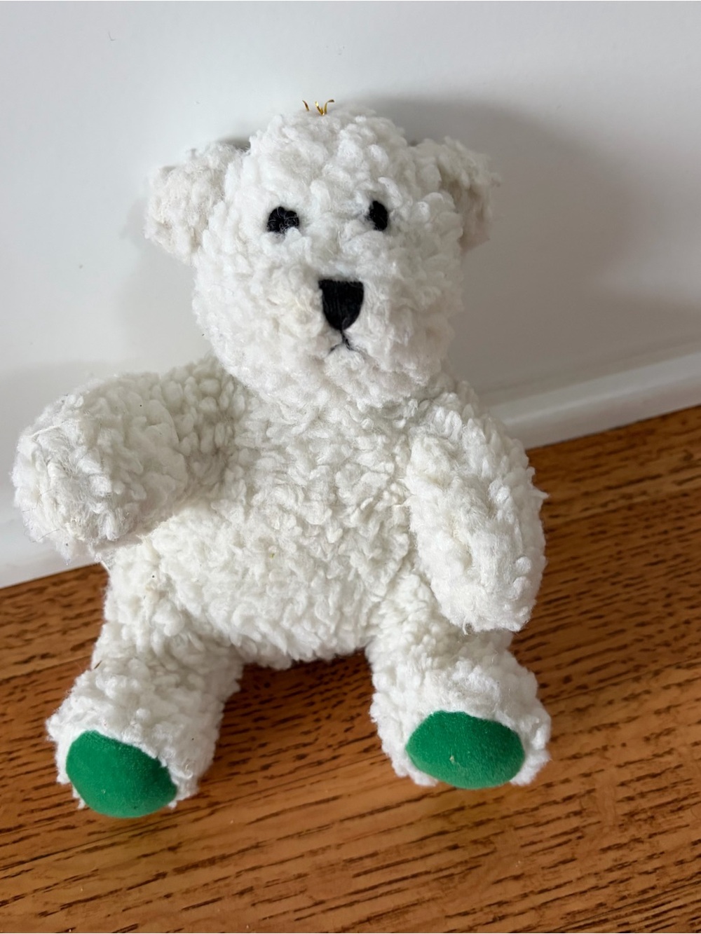 RARE Zanies Tops Pet Products White Berber Bear Plush 6" Dog Toy WORKING SQUEAK